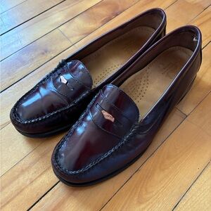 GH Bass Burgundy Leather Penny Loafers